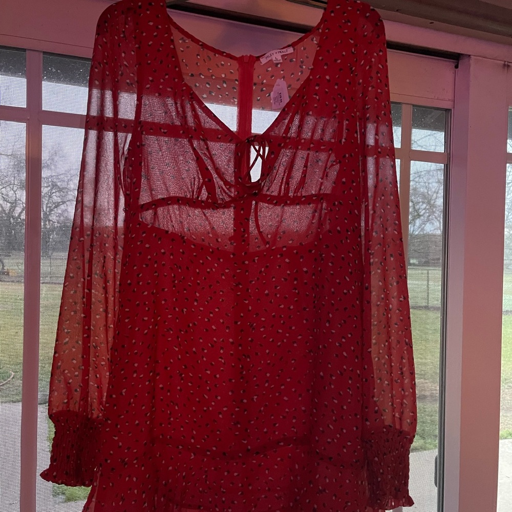 Women's Long Sleeve dot dress